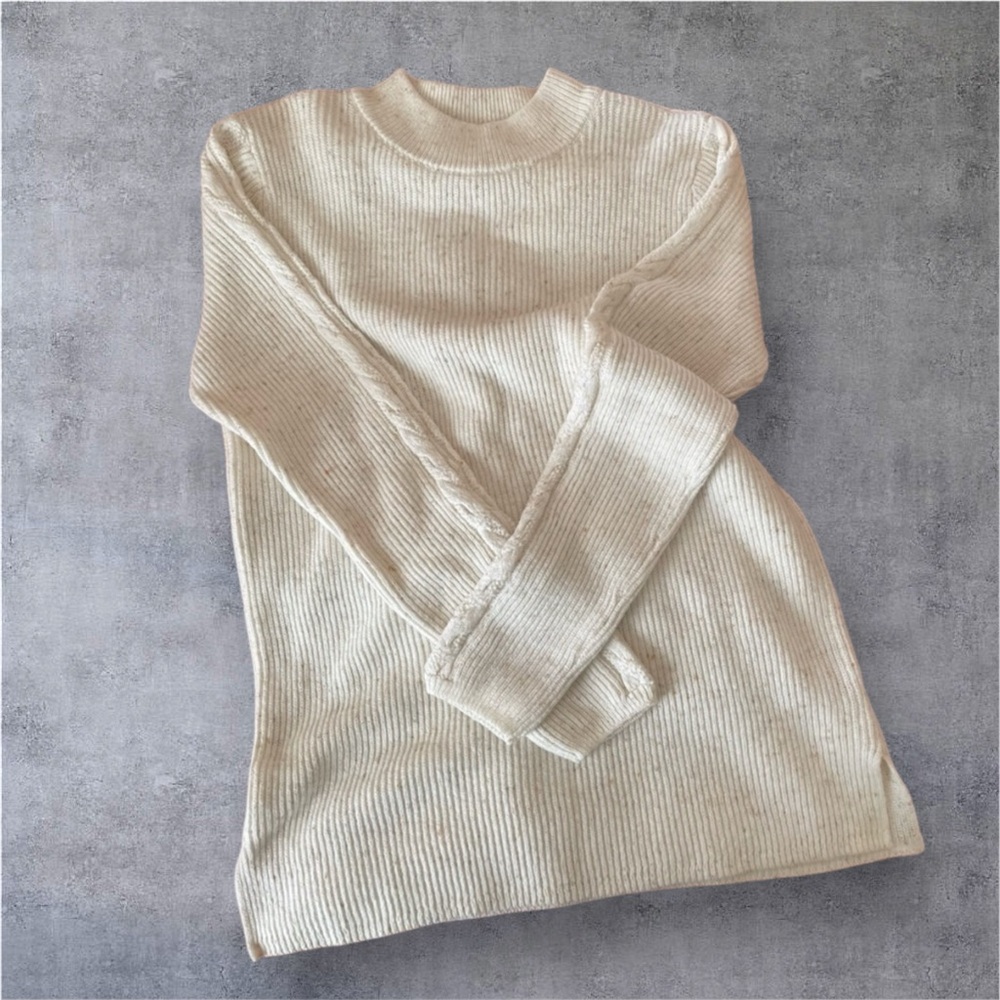 Ribbed Mock Neck Speckled Talbots Sweater Size Small Cozy Minimalist